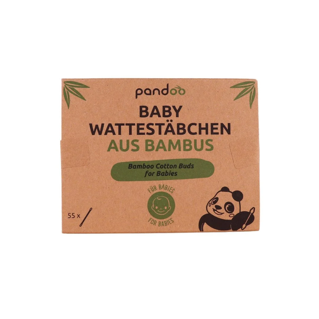PANDOO Ohrenreiniger Wattestäbchen für Kinder und Babys mit Sicherheitskopf – 55-tlg.